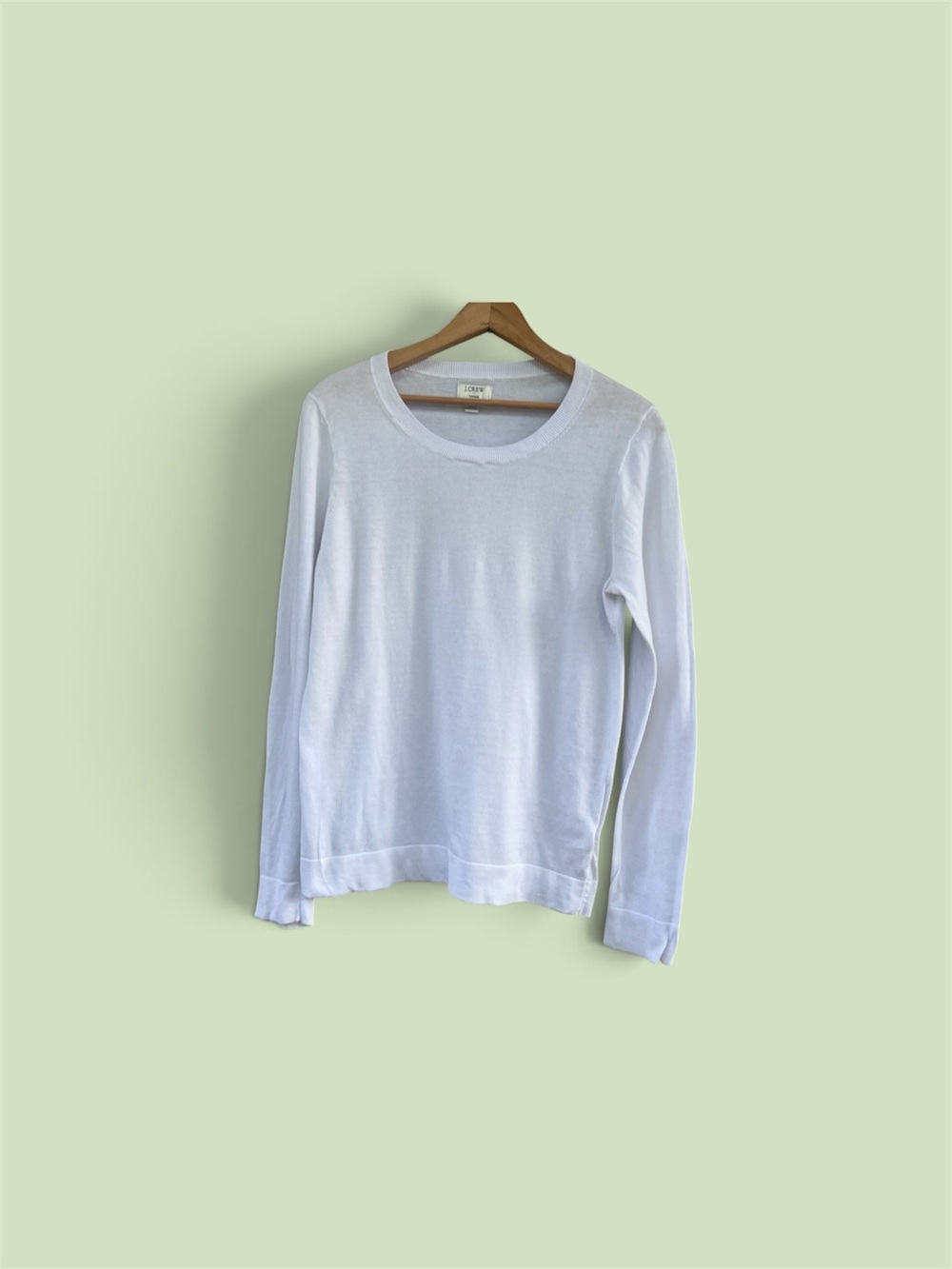 J. Crew Factory White Crewneck Teddie Sweater - 100% Cotton Size M